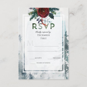 Carte D'accompagnement Mariage d'hiver Roses de Pine Mountain RSVP