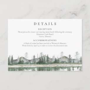 Carte D'accompagnement Mariage d'hiver   Rustic Mountains Détails