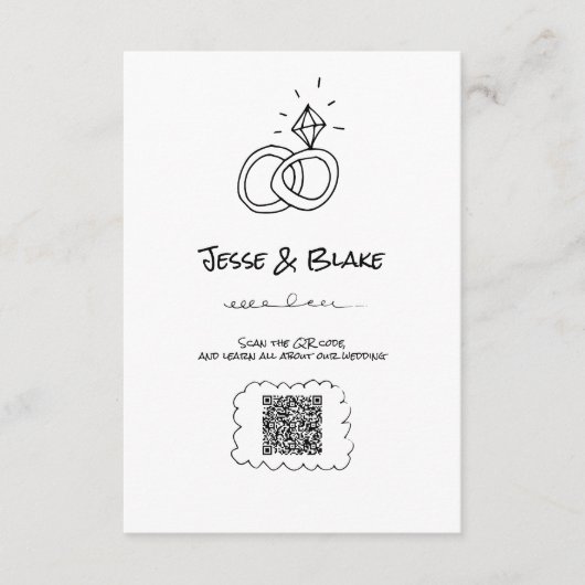 Carte D'accompagnement Mariage d'illustrations de Doodle en noir et blanc (Devant)