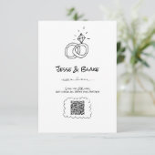 Carte D'accompagnement Mariage d'illustrations de Doodle en noir et blanc (Debout devant)