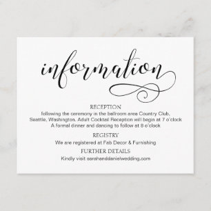 Carte D'accompagnement Mariage d'information sur la typographie de Swirl 