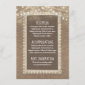 Carte D'accompagnement Mariage d'informations Burlap et String Lights Inv (Devant)