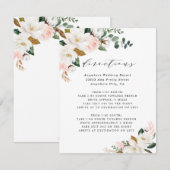 Carte D'accompagnement Mariage Directions Floral Blanc Magnolia Or Rose (Devant / Derrière)