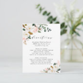 Carte D'accompagnement Mariage Directions Floral Blanc Magnolia Or Rose (Debout devant)