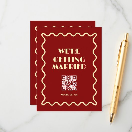 Carte D'accompagnement mariage Doodle Capriceuse Rétro Élégant (Devant/Arrière en situation)
