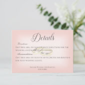 Carte D'accompagnement Mariage d'or anneaux sur le Mariage Blush Détails (Debout devant)