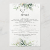 Carte D'accompagnement Mariage d'or feuille d'eucalyptus à la végétation  (Devant)