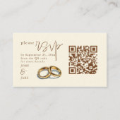 Carte D'accompagnement Mariage d'or illustration RSVP QR Code (Devant)