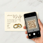 Carte D'accompagnement Mariage d'or illustration RSVP QR Code