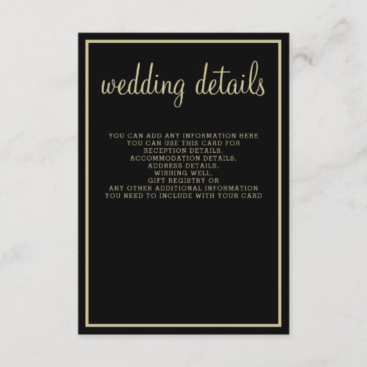 Carte D'accompagnement mariage d'or noir géométrique moderne (Devant)