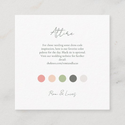 Carte D'accompagnement Mariage Dot Couleur Été Code Robe Enclos (Devant)