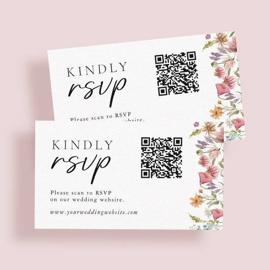 Carte D'accompagnement Mariage du code QR du Fleur sauvage de printemps R