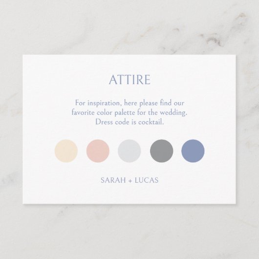 Carte D'accompagnement Mariage du code vestimentaire complet (Devant)