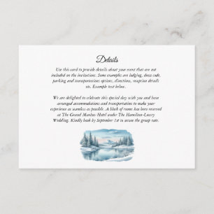 Carte D'accompagnement Mariage du lac Snowy Mountain Winter Lake