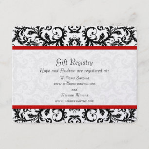 Carte D'accompagnement Mariage du registre de triage rouge floral noir et