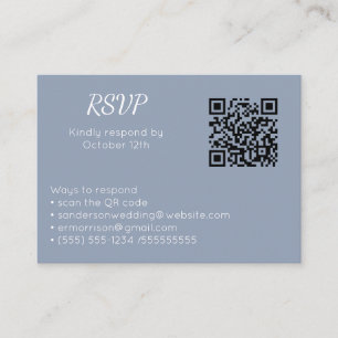 Carte D'accompagnement Mariage Dusty Blue RSVP en ligne QR Code photo