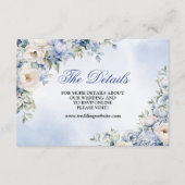 Carte D'accompagnement Mariage Dusty Blue Watercolor Fleurs d'ivoire Feui (Devant)