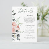 Carte D'accompagnement Mariage Dusty Rose Eucalyptus Détails (Debout devant)