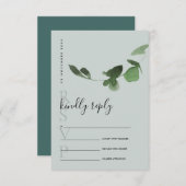 CARTE D'ACCOMPAGNEMENT MARIAGE EAU-COULEUR VERTE EUCALYPTUS (Devant / Derrière)