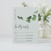 CARTE D'ACCOMPAGNEMENT MARIAGE EAU-COULEUR VERTE EUCALYPTUS (Debout devant)
