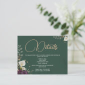 Carte D'accompagnement Mariage Élégance Botanique Émeraude & Ivoire (Debout devant)
