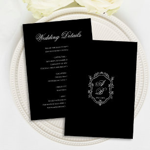 Carte D'accompagnement Mariage élégant à monogramme en script à blason fl