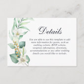 Carte D'accompagnement Mariage Élégant avec Feuillage de Eucalyptus (Devant)