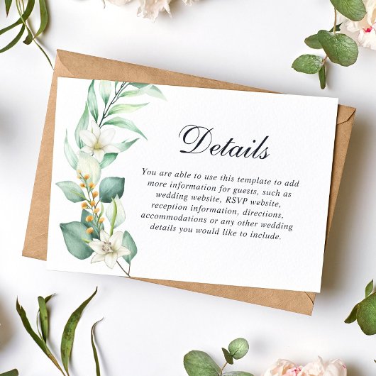 Carte D'accompagnement Mariage Élégant avec Feuillage de Eucalyptus