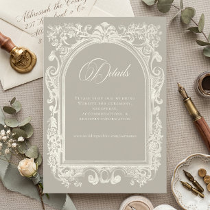 Carte D'accompagnement Mariage Élégant Baroque Vintage Neutre Crème
