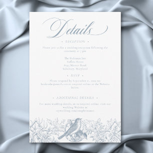 Carte D'accompagnement Mariage Élégant Bleu Chinoiserie Nature & Oiseaux