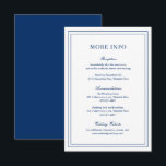 Carte D'accompagnement Mariage élégant bleu de la marine classique<br><div class="desc">Carte d'enceinte marine bleu mariage de style classique avec un design simple et minimal avec vos détails entourés d'une double bordure. Les fontes alternent entre un script élégant,  une fonte serif traditionnelle et minimaliste sans serif. Cette carte de boîtier est idéale pour un mariage formel.</div>