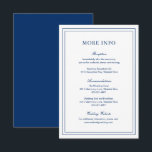 Carte D'accompagnement Mariage élégant bleu de la marine classique<br><div class="desc">Carte d'enceinte marine bleu mariage de style classique avec un design simple et minimal avec vos détails entourés d'une double bordure. Les fontes alternent entre un script élégant,  une fonte serif traditionnelle et minimaliste sans serif. Cette carte de boîtier est idéale pour un mariage formel.</div>