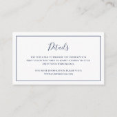 Carte D'accompagnement Mariage élégant bleu de la marine traditionnelle (Devant)