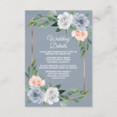 Carte D'accompagnement Mariage Élégant Bleu Poussiéreux Rose Pêche Or (Devant)