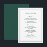 Carte D'accompagnement Mariage élégant classique Emerald Green<br><div class="desc">Carte d'enceinte mariage vert forêt/vert émeraude de style classique avec un design simple et minimal avec vos détails entourés d'une double bordure. Les fontes alternent entre un script élégant,  une fonte serif traditionnelle et minimaliste sans serif. Cette carte de boîtier est idéale pour un mariage formel.</div>