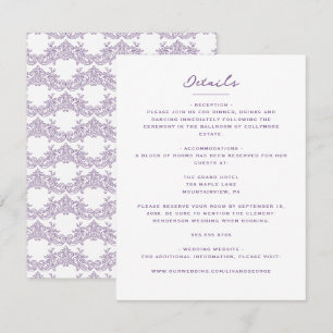 Carte D'accompagnement Mariage Élégant Crête de Famille Pourpre