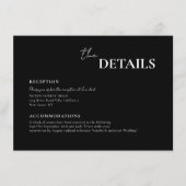 Carte D'accompagnement Mariage élégant de typographie de script noir mode (Devant)