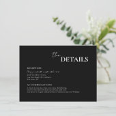 Carte D'accompagnement Mariage élégant de typographie de script noir mode (Debout devant)