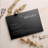 Carte D'accompagnement Mariage élégant de typographie de script noir mode