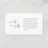 Carte D'accompagnement Mariage élégant décontracté moderne, Note sur les  (Devant)