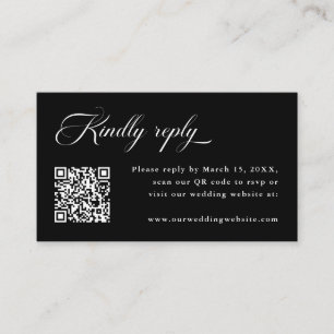 Carte D'accompagnement Mariage élégant délicat noir RSVP