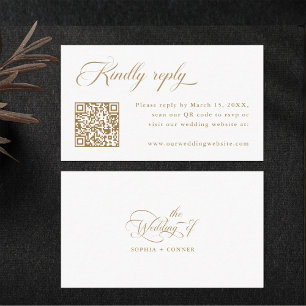 Carte D'accompagnement Mariage élégant Delicate Or & Blanc RSVP