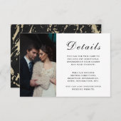 Carte D'accompagnement Mariage élégant Détails de l'invité Faux Marble Ph (Devant / Derrière)