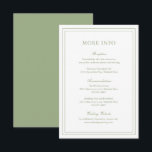 Carte D'accompagnement Mariage élégant et élégant classique Sage Green<br><div class="desc">Carte d'enceinte mariage verte à la sauge de style classique avec un design simple et minimal avec vos détails entourés d'une double bordure. Les fontes alternent entre un script élégant,  une fonte serif traditionnelle et minimaliste sans serif. Cette carte de boîtier est idéale pour un mariage formel.</div>