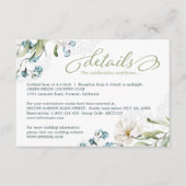 Carte D'accompagnement Mariage élégant, fleurs vertes et blanches (Devant)