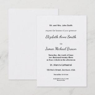 Carte d'accompagnement   Mariage Élégant   Invitat