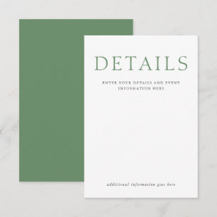 Carte D'accompagnement Mariage Élégant Minimaliste de Type Sage & Blanc
