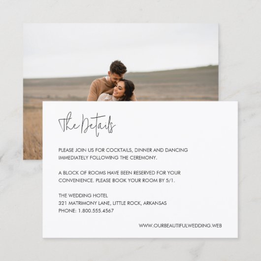 Carte D'accompagnement Mariage Élégant Moderne (Devant / Derrière)