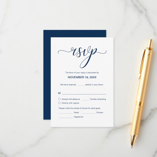 Carte D'accompagnement Mariage élégant moderne RSVP, Répondre (Devant/Arrière en situation)