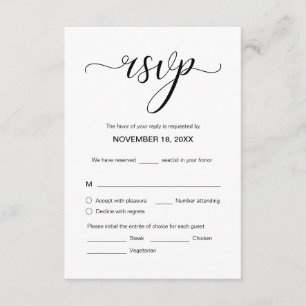 Carte D'accompagnement Mariage élégant moderne RSVP, Répondre